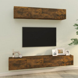 Berkfield Classic 4 Piece Tv Cabinet Set Smoked Oak Engineered Wood - thumbnail 2