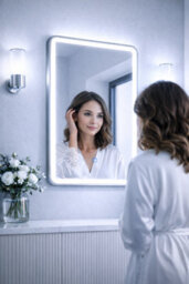 Lumora 700X500mm Brushed Gold Led Illuminated Bathroom Mirror Anti Fog Vertical Or Horizontal - thumbnail 8