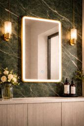 Lumora 700X500mm Brushed Gold Led Illuminated Bathroom Mirror Anti Fog Vertical Or Horizontal - thumbnail 1