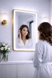 Lumora 700X500mm Brushed Gold Led Illuminated Bathroom Mirror Anti Fog Vertical Or Horizontal - thumbnail 5