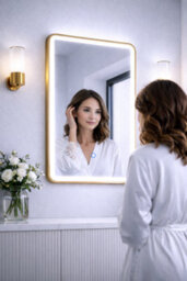 Lumora 700X500mm Brushed Gold Led Illuminated Bathroom Mirror Anti Fog Vertical Or Horizontal - thumbnail 7