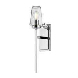 Stylish Ip44 Wall Light With Clear Glass Shade And Chrome Finish - thumbnail 1
