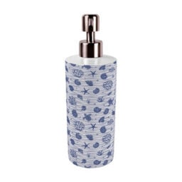 Purely Home Striped Seashells Stainless Steel Soap Dispenser - Blue Pump Action Refillable Bathroom & Kitchen Décor - thumbnail 3