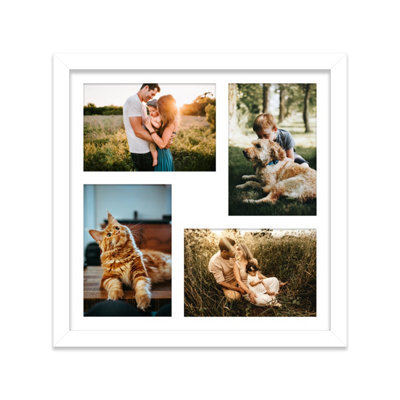 12X12 Inch 4 Opening Photo Collage Frame, Display Four 6X4 Inch Photos, Multi Aperture Family Picture Frame, White - image 1
