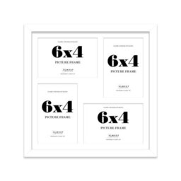 12X12 Inch 4 Opening Photo Collage Frame, Display Four 6X4 Inch Photos, Multi Aperture Family Picture Frame, White - thumbnail 2