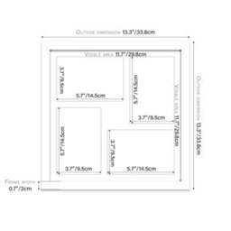 12X12 Inch 4 Opening Photo Collage Frame, Display Four 6X4 Inch Photos, Multi Aperture Family Picture Frame, White - thumbnail 4
