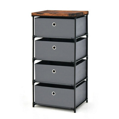 4-Tier Organizer Tower Dresser 4 Drawer Fabric Dresser Storage Grey - image 1