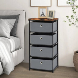 4-Tier Organizer Tower Dresser 4 Drawer Fabric Dresser Storage Grey - thumbnail 6