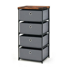 4-Tier Organizer Tower Dresser 4 Drawer Fabric Dresser Storage Grey