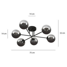 Emibig Lighting Emibig Brendi Ceiling Lamp  6 X E14 Black With Graphite Shade - thumbnail 8