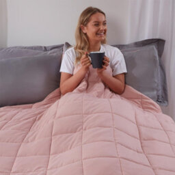 Ohs Weighted Blanket Quilted, Blush Pink, 125 X 180 Cm - 6Kg