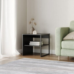 Urbn-Living Urbnliving 100Cm Width Black Steel Frame Wooden Coffee Table & 2 X 40Cm Sofa Side End Open Storage Unit - thumbnail 5