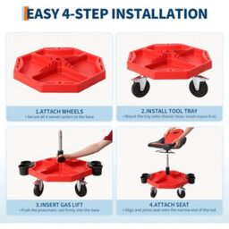 "Adjustable Rolling Mechanic Stool 300Lbs Capacity 19-24"" Height Heavy Duty" - thumbnail 3