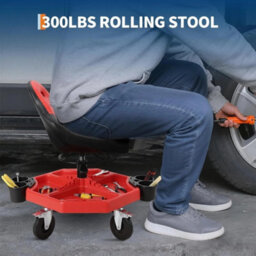 "Adjustable Rolling Mechanic Stool 300Lbs Capacity 19-24"" Height Heavy Duty" - thumbnail 5