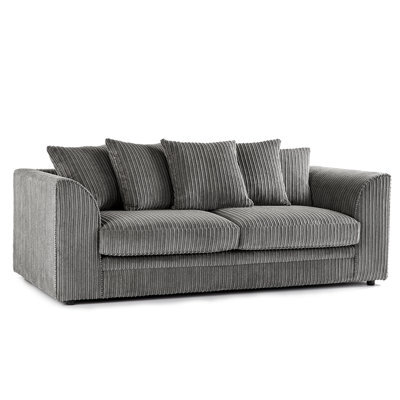 Darnall 3+2 Seater Fabric Sofa Set Scatter Back Soft Jumbo Cord Corner Sofa Modern Design For Living Room - Grey