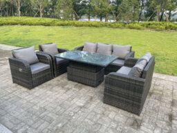 Fimous Rattan Outdoor Garden Furniture Lifting Adjustable Dining Coffee Table Love Sofa 3 Seater Sofa  Reclining Chairs - thumbnail 6