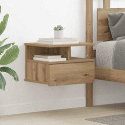 Berkfield Floating Nightstands 2 Pcs Artisan Oak 40X31X27 Cm Engineered Wood - thumbnail 4