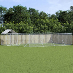 Walplus Outdoor Dog Kennel With Roof Silver 10X6X2.5 M Galvanised Steel
