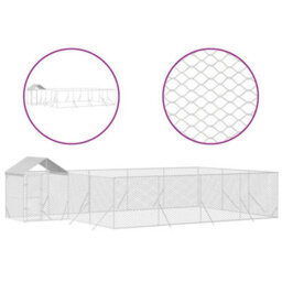 Walplus Outdoor Dog Kennel With Roof Silver 10X6X2.5 M Galvanised Steel - thumbnail 2