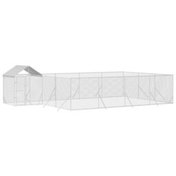 Walplus Outdoor Dog Kennel With Roof Silver 10X6X2.5 M Galvanised Steel - thumbnail 3