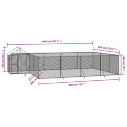 Walplus Outdoor Dog Kennel With Roof Silver 10X6X2.5 M Galvanised Steel - thumbnail 4