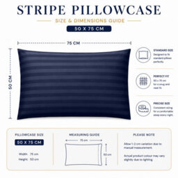 Moonlight Bedding Pillowcase Set Of 2 Satin Stripe Pattern Microfiber Pillowcases Envelope Closure Bed Pillow Cover (Navy) - thumbnail 7