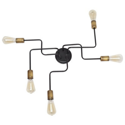 Luminosa Lighting Luminosa Tube Multi Arm Semi Flush Ceiling Light Black, Patina 73Cm
