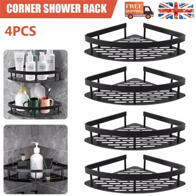 Black 4X-Corner Shower Caddy Bathroom Storage Shelf Rack Basket Organiser Tidy Tray - image 1