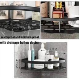 Black 4X-Corner Shower Caddy Bathroom Storage Shelf Rack Basket Organiser Tidy Tray - thumbnail 3