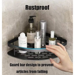Black 4X-Corner Shower Caddy Bathroom Storage Shelf Rack Basket Organiser Tidy Tray - thumbnail 4