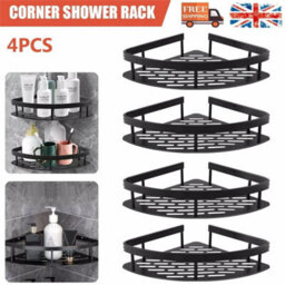 Black 4X-Corner Shower Caddy Bathroom Storage Shelf Rack Basket Organiser Tidy Tray - thumbnail 1