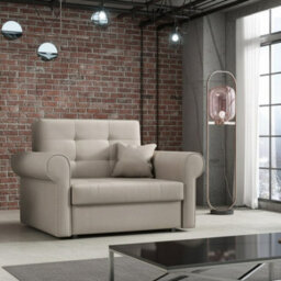 Viva I Silver Sofa Bed For Living Room Polyurethane Foam Wave Spring Metal Legs Bedding Storage 116X85X98Cm Beige - thumbnail 1