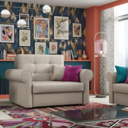 Viva I Silver Sofa Bed For Living Room Polyurethane Foam Wave Spring Metal Legs Bedding Storage 116X85X98Cm Beige - thumbnail 3