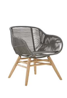 Orsina Grey Rope Armchair, Back & Armrest Garden Armchair, Eco-Friendly Rope Desk Chair, Lightweight Dining Chair - image 1