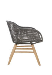 Orsina Grey Rope Armchair, Back & Armrest Garden Armchair, Eco-Friendly Rope Desk Chair, Lightweight Dining Chair - thumbnail 5