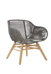 Orsina Grey Rope Armchair, Back & Armrest Garden Armchair, Eco-Friendly Rope Desk Chair, Lightweight Dining Chair - thumbnail 1