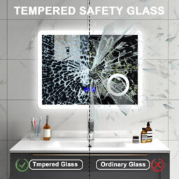 Sline 1200X700mm Bluetooth Led Bathroom Mirror With 3-Colour Modes Demister Pad Magnifying Glass Digital Display Panel - thumbnail 6
