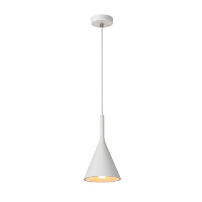 Lucide Gipsy Modern Dome Plaster Pendant Light 16.5Cm- 1Xe27 - White - image 1