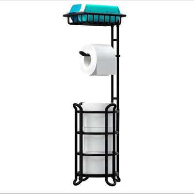 Toilet Paper Holder Stand Tissue Paper Roll Dispenser With Shelf For Bathroom Storage Holds Reserve Mega Rolls-Bronze - image 1
