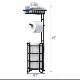 Toilet Paper Holder Stand Tissue Paper Roll Dispenser With Shelf For Bathroom Storage Holds Reserve Mega Rolls-Bronze - thumbnail 5