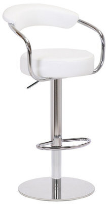 Lamboro Zenith Deluxe Kitchen Bar Stool, Footrest, Height Adjustable Swivel Gas Lift, Home Bar & Breakfast Barstool, Faux-Leather, White - image 1