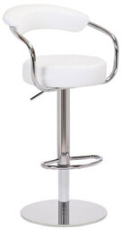 Lamboro Zenith Deluxe Kitchen Bar Stool, Footrest, Height Adjustable Swivel Gas Lift, Home Bar & Breakfast Barstool, Faux-Leather, White - thumbnail 1