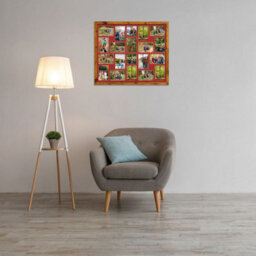 AK Frames 80X70Cm Rustic Oak Modern Multi Photo Frame With Crimson Mount - Holds 20 Apertures (18X) 6X4, (2X) 4X4 Photos - thumbnail 3