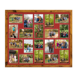 AK Frames 80X70Cm Rustic Oak Modern Multi Photo Frame With Crimson Mount - Holds 20 Apertures (18X) 6X4, (2X) 4X4 Photos - thumbnail 1