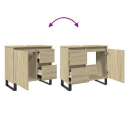 Berkfield Bathroom Cabinet Sonoma Oak 65X33X60 Cm Engineered Wood - thumbnail 6