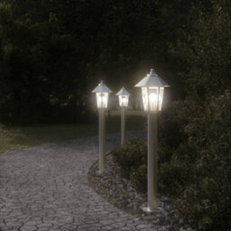 Outdoor Floor Lamp Silver 80 Cm Stainless Steel - thumbnail 3