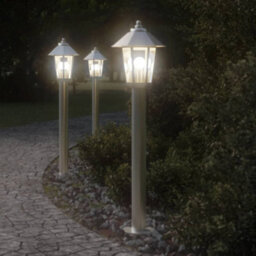 Outdoor Floor Lamp Silver 80 Cm Stainless Steel - thumbnail 1