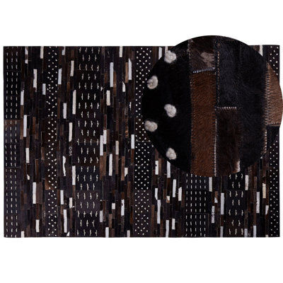 Beliani Rug Akseki Dark Brown 160 X 230 Cm Leather - image 1