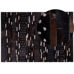 Beliani Rug Akseki Dark Brown 160 X 230 Cm Leather - thumbnail 1