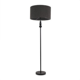 Valuelights Marissa Matt Black Stacked Ball Floor Lamp With Charcoal Grey Boucle Shade - thumbnail 2